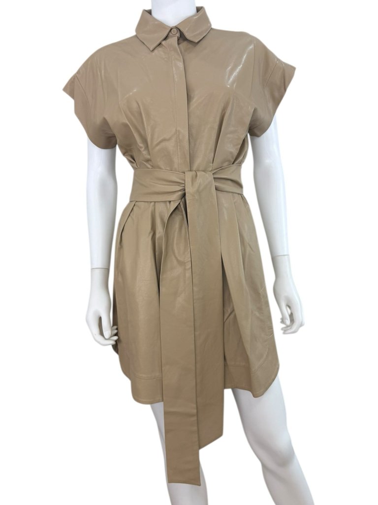 Karina Grimaldi Tan Leather Dress Size S O0823